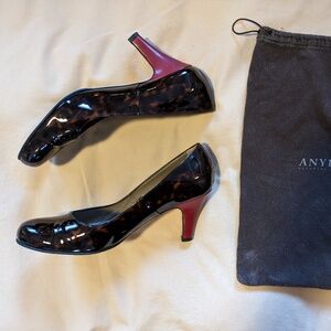 Anyi Lu Tortoiseshell Red Heeled Patent Pumps size 9